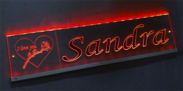 LED Namensschild Symbolik Rose Gravur "Sonja" oder Wunschname  - Truckerschild Neonschild Leuchtschild