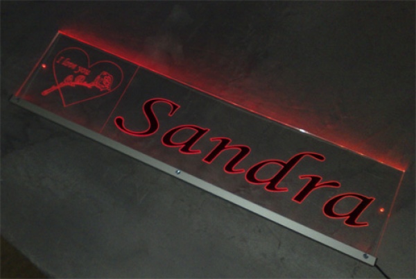 LED Namensschild Symbolik Rose Gravur "Sonja" oder Wunschname  - Truckerschild Neonschild Leuchtschild