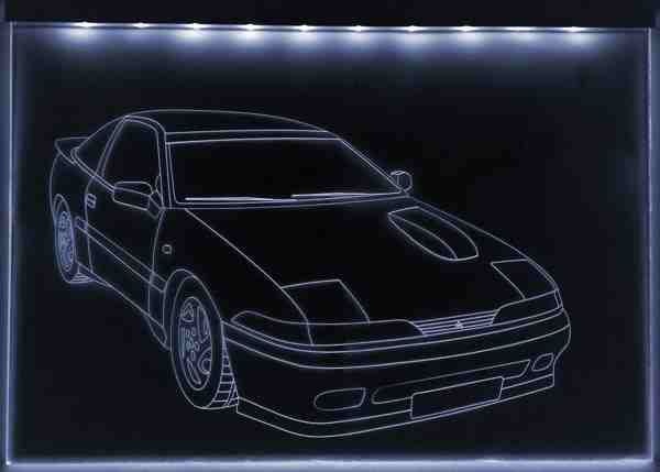 LED Fahrzeug-Gravur für "Mitsubishi Eclipse 16V" Oldtimer Liebhaber Tuning Wanddekoration Leuchtschild