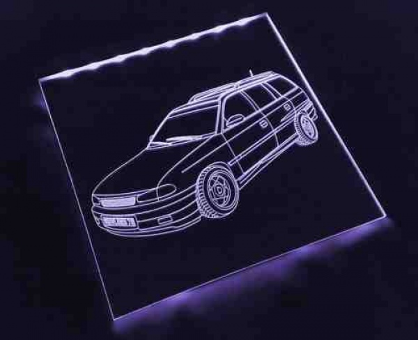 LED Fahrzeug-Gravur für "Opel Astra F Caravan 16V GSI" Oldtimer Liebhaber Tuning Wanddekoration Leuchtschild
