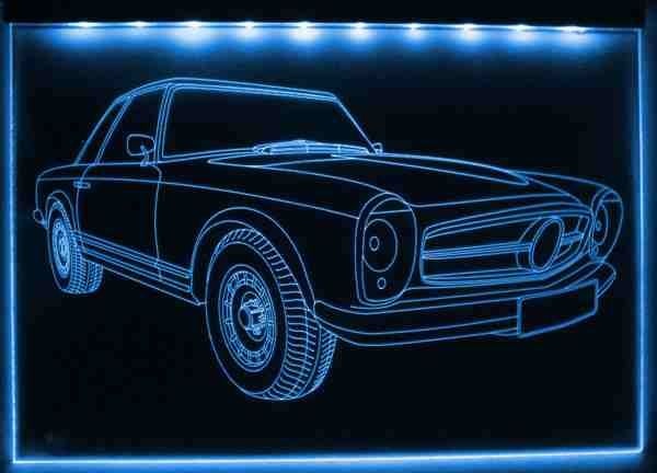 LED Fahrzeug-Gravur für "Mercedes 250 SL" Oldtimer Liebhaber Tuning Wanddekoration Leuchtschild