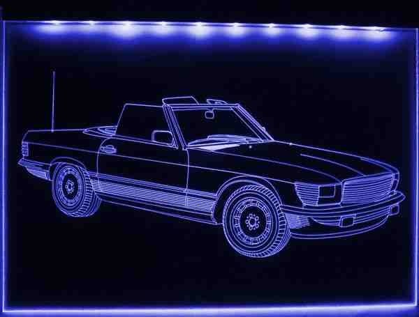 LED Fahrzeug-Gravur für "Mercedes 300 SL" Oldtimer Liebhaber Tuning Wanddekoration Leuchtschild