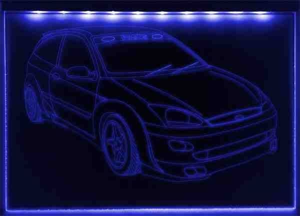 LED Fahrzeug-Gravur für "Ford Focus ST" Oldtimer Liebhaber Tuning Wanddekoration Leuchtschild
