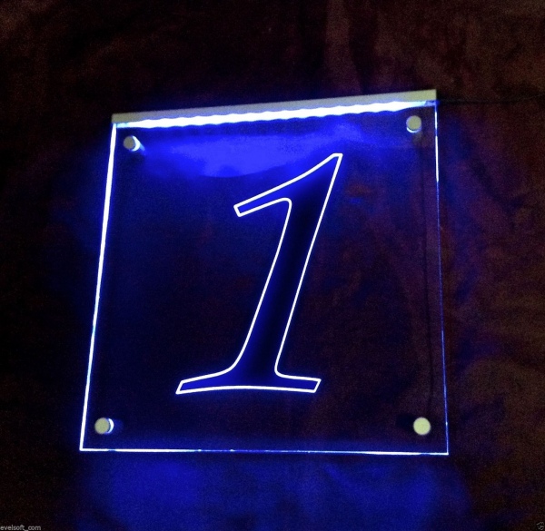 LED Hausnummer, LED Gravur Leuchtschild, Ziffer - Nummer " 1 "