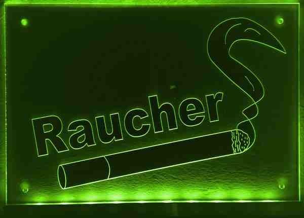 LED Hinweisschild "Raucher" | Acrylglas Leuchtschild