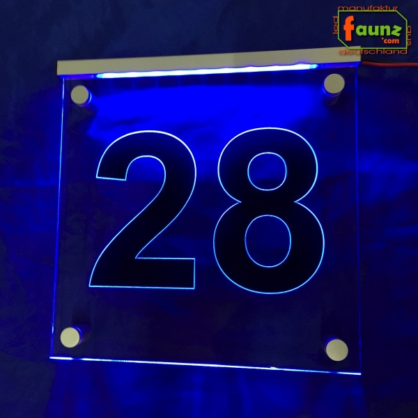 LED Hausnummer Ziffer "28" - Hausnummernleuchte Außenwandleuchte Außenlampe Leuchtschild