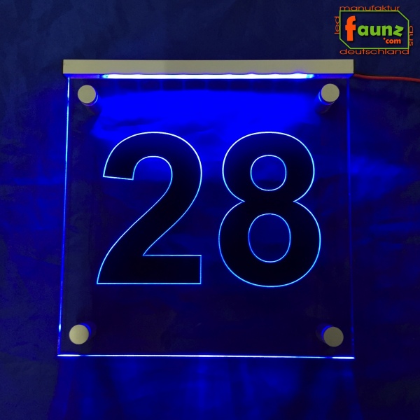 LED Hausnummer Ziffer "28" - Hausnummernleuchte Außenwandleuchte Außenlampe Leuchtschild