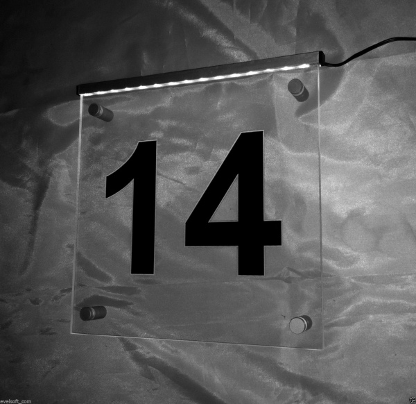 LED Hausnummer, LED Gravur Leuchtschild, Ziffer - Nummer " 14 "