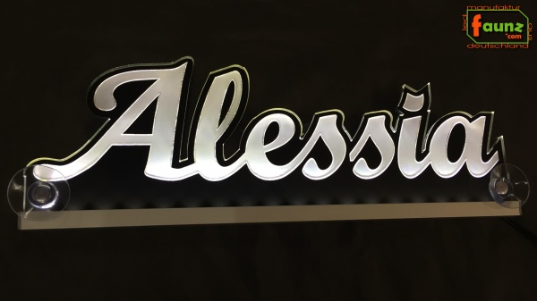 Ihr LED Wunschname "Alessia" Namensschild Leuchtschild Truckerschild als Konturschnitt