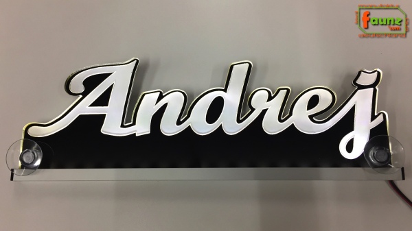 Ihr LED Wunschname "Andrej" Namensschild Leuchtschild Truckerschild als Konturschnitt
