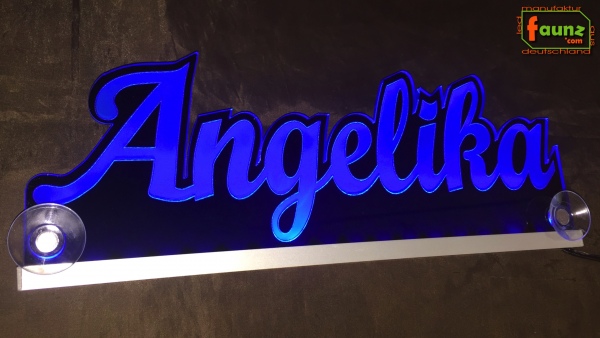Ihr LED Wunschname "Angelika" Namensschild Leuchtschild Truckerschild als Konturschnitt