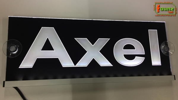 LED Namensschild Gravur "Axel" oder Wunschname auf Rechteckplatte - Truckerschild Neonschild Leuchtschild