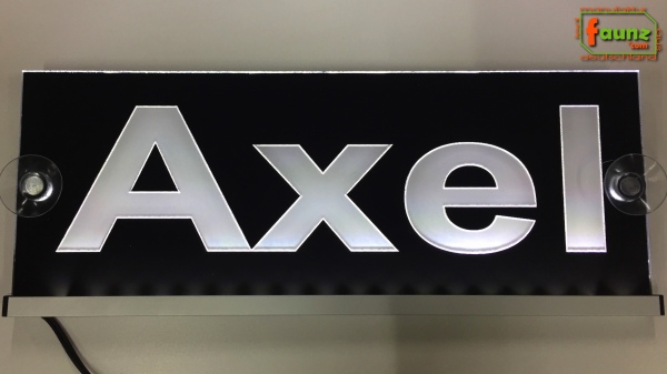 LED Namensschild Gravur "Axel" oder Wunschname auf Rechteckplatte - Truckerschild Neonschild Leuchtschild