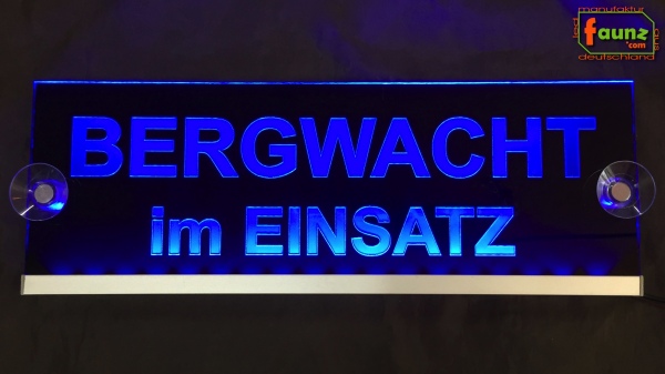 LED Einsatzschild "Bergwacht im Einsatz" Bergrettung Rettungsdienst Notarzt Leuchtschild Warnschild Namensschild