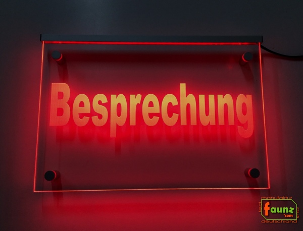 LED Hinweisschild "Besprechung" Info-Schild Signalschild Werbeschild Leuchtschild