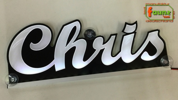 Ihr LED Wunschname "Chris" Namensschild Leuchtschild Truckerschild