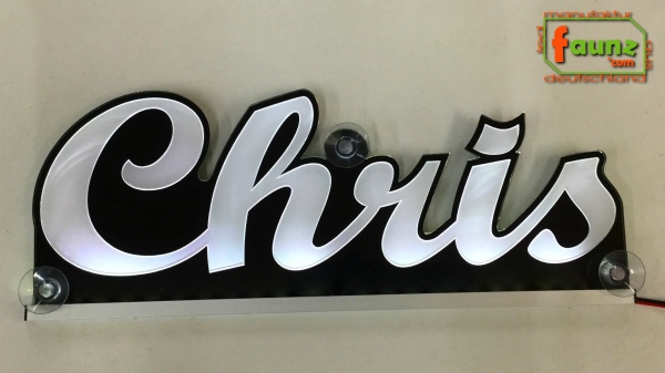 Ihr LED Wunschname "Chris" Namensschild Leuchtschild Truckerschild