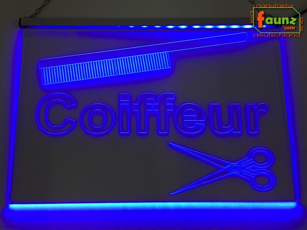 LED Werbeschild Firmenschild Gravur "Coiffeur Friseur" Arztschild Kanzleischild Ladenschild Praxisschild Leuchtreklame Leuchtschild