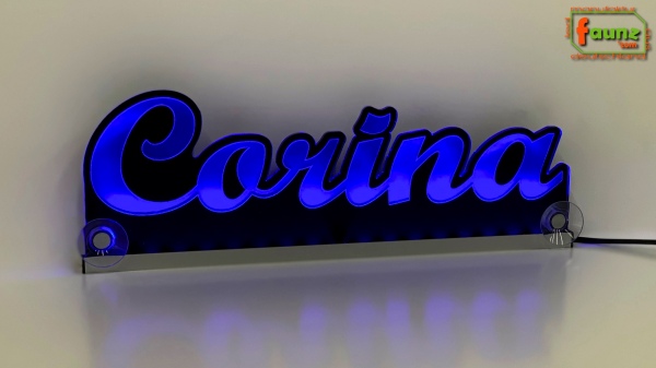 Ihr LED Wunschname "Corina" Namensschild Leuchtschild Truckerschild als Konturschnitt