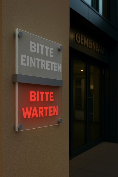 LED Sign " Bitte eintreten - Bitte warten " | faunz.com