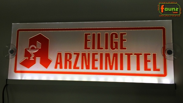 LED Einsatzschild "Eilige Arzneimittel" für Apotheke Leuchtschild Warnschild Namensschild