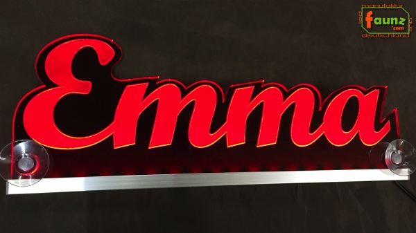 Ihr LED Wunschname "Emma" Namensschild Leuchtschild Truckerschild als Konturschnitt