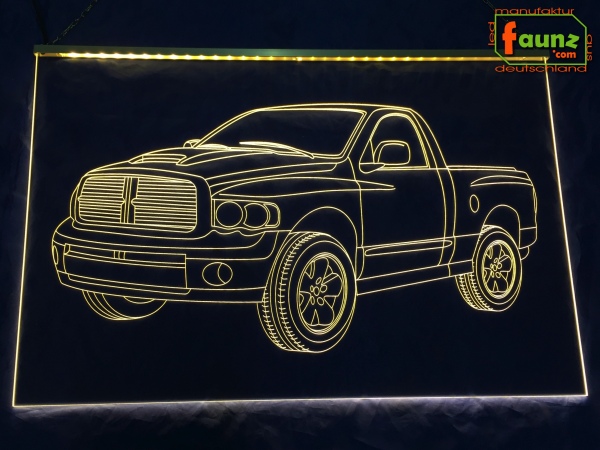 LED Fahrzeug-Gravur für "Chrysler Dodge Ram" Oldtimer Liebhaber Tuning Wanddekoration Leuchtschild