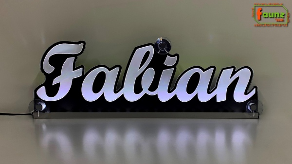 Ihr LED Wunschname "Fabian" Namensschild Leuchtschild Truckerschild als Konturschnitt