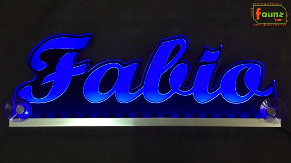 Ihr LED Wunschname "Fabio" Namensschild Leuchtschild Truckerschild als Konturschnitt