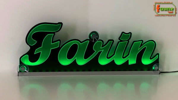 Ihr LED Wunschname "Farin" Namensschild Leuchtschild Truckerschild als Konturschnitt