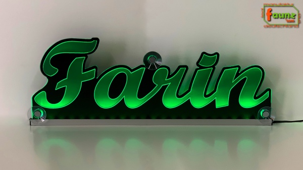 Ihr LED Wunschname "Farin" Namensschild Leuchtschild Truckerschild als Konturschnitt