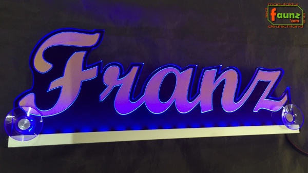 Ihr LED Wunschname "Franz" Namensschild Leuchtschild Truckerschild als Konturschnitt