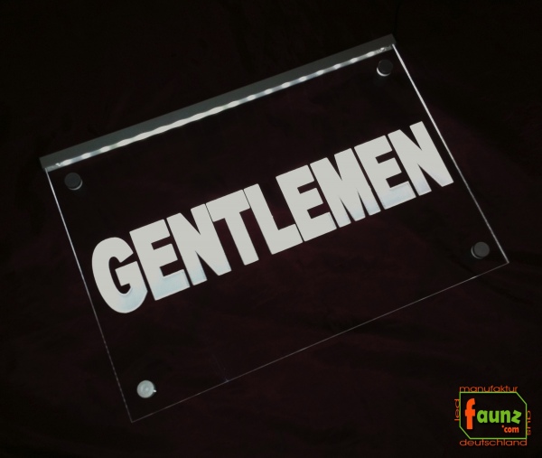 LED Schild Leuchtreklame "Gentlemen" Hinweisschild Wegweiser Leuchtschild