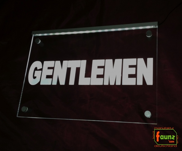 LED Schild Leuchtreklame "Gentlemen" Hinweisschild Wegweiser Leuchtschild