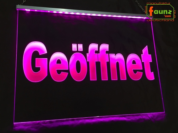 LED Hinweisschild Gravur “Geöffnet" Info-Schild Signalschild Werbeschild Leuchtschild