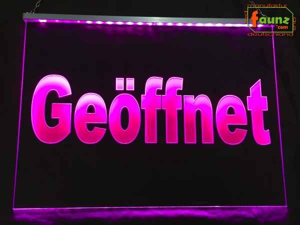 LED Hinweisschild Gravur “Geöffnet" Info-Schild Signalschild Werbeschild Leuchtschild