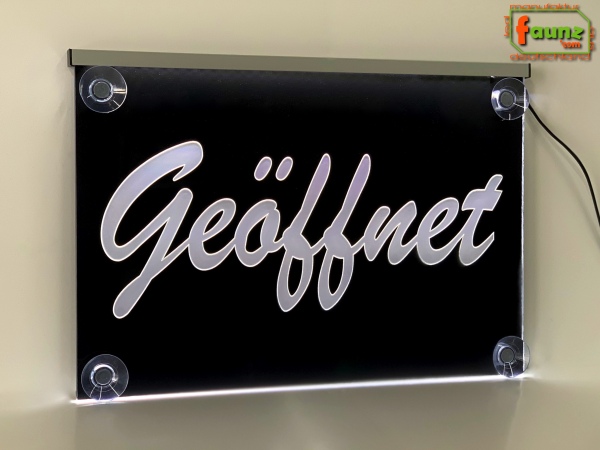 LED Hinweisschild "Geöffnet" | Acrylglas Leuchtschild