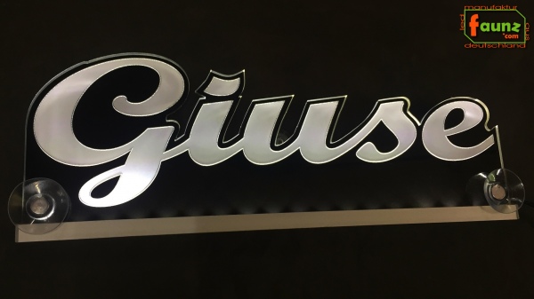Ihr LED Wunschname "Guise" Namensschild Leuchtschild Truckerschild als Konturschnitt