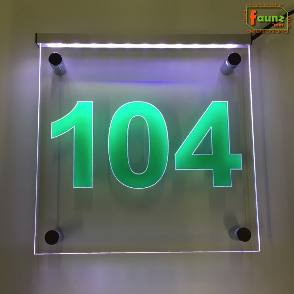 LED Hausnummer Ziffer "104" - Hausnummernleuchte Außenwandleuchte Außenlampe Leuchtschild