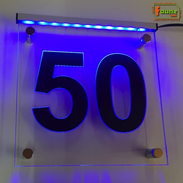 LED Hausnummer Ziffer "50" - Hausnummernleuchte Außenwandleuchte Außenlampe Leuchtschild