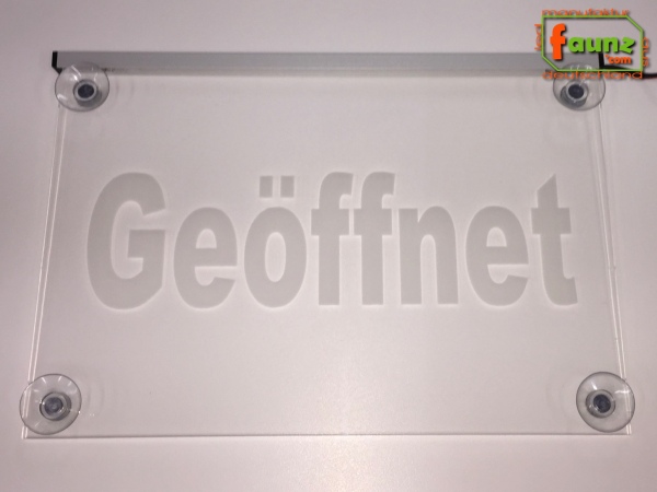 LED Hinweisschild Gravur “Geöffnet" Info-Schild Signalschild Werbeschild Leuchtschild