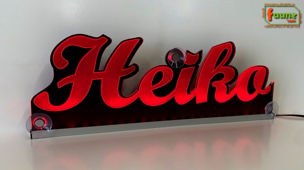 Ihr LED Wunschname "Heiko" Namensschild Leuchtschild Truckerschild als Konturschnitt