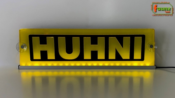 LED Namensschild Gravur "HUHNI" oder Wunschname im Stil Taxi Fahrer wie Dachzeichen Dachschild Optik - Schild Neonschild Leuchtschild