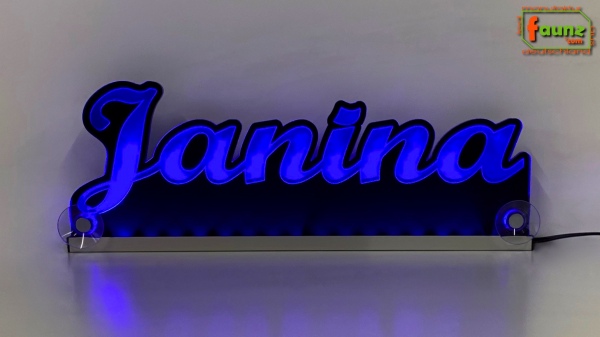 Ihr LED Wunschname "Janina" Namensschild Leuchtschild Truckerschild als Konturschnitt