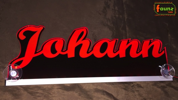 Ihr LED Wunschname "Johann" Namensschild Leuchtschild Truckerschild als Konturschnitt