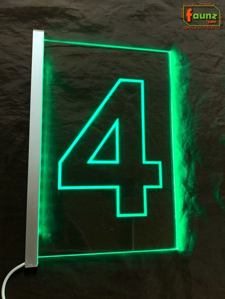 LED Kassenschild Nummer "4" - Fahnenschild Kasse Kassenbeschilderung Leuchtschild mit Farbsteuerung Schalter