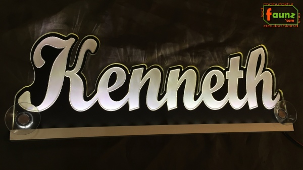 Ihr LED Wunschname "Kenneth" Namensschild Leuchtschild Truckerschild als Konturschnitt