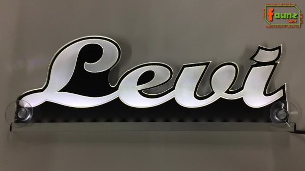 Ihr LED Wunschname "Levi" Namensschild Leuchtschild Truckerschild als Konturschnitt