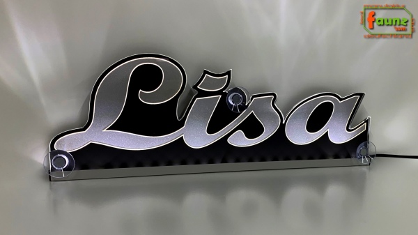 Ihr LED Wunschname "Lisa" Namensschild Leuchtschild Truckerschild als Konturschnitt