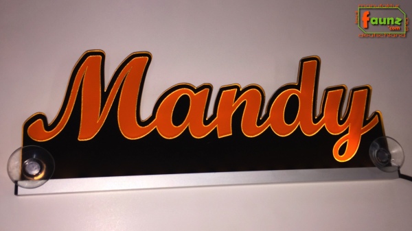 Ihr LED Wunschname "Mandy" Namensschild Leuchtschild Truckerschild